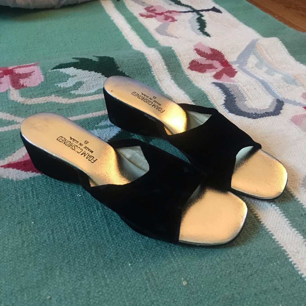 60’s VELVETEEN BOUDOIR SLIPPERS SZ 8